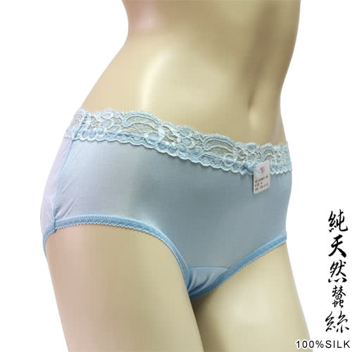 賽凡絲法式蕾絲完美情人純蠶絲內褲(水藍)2件組 賽凡絲法式蕾絲完美情人純蠶絲內褲(水藍)2件組