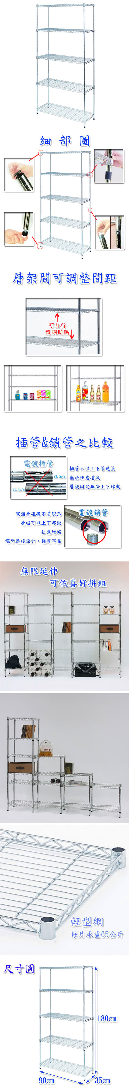 【百變金鋼】90*35*180五層架