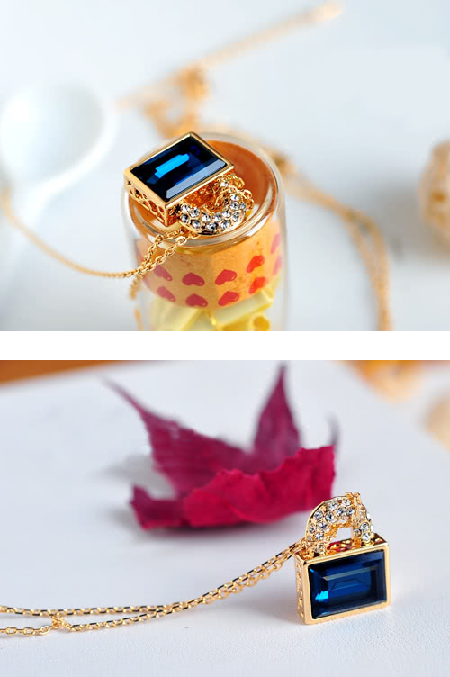 【A’bella浪漫晶飾】鎖愛-墨藍水晶項鍊