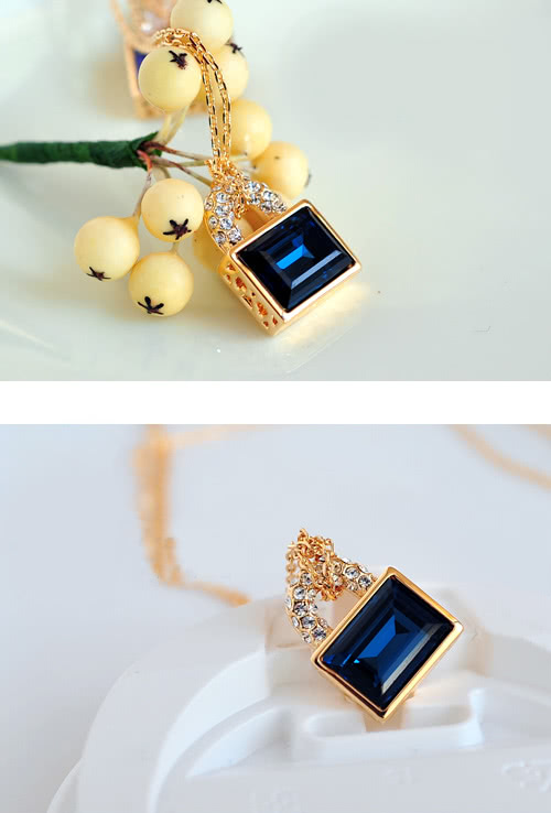 【A’bella浪漫晶飾】鎖愛-墨藍水晶項鍊