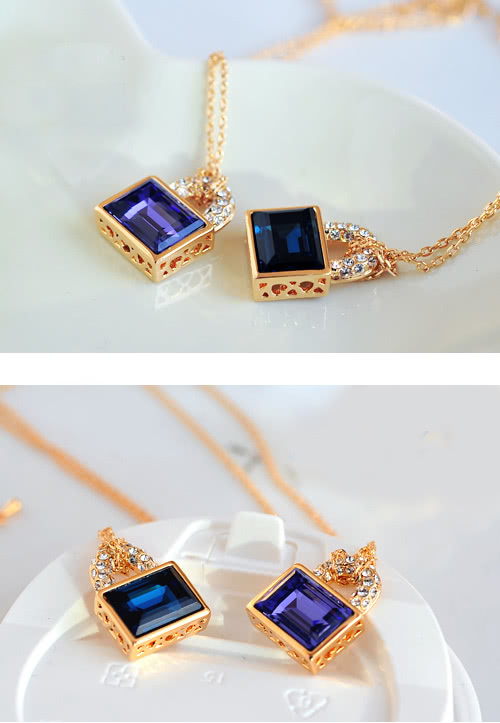 【A’bella浪漫晶飾】鎖愛-墨藍水晶項鍊