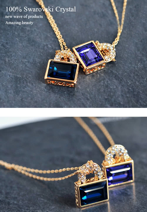 【A’bella浪漫晶飾】鎖愛-墨藍水晶項鍊