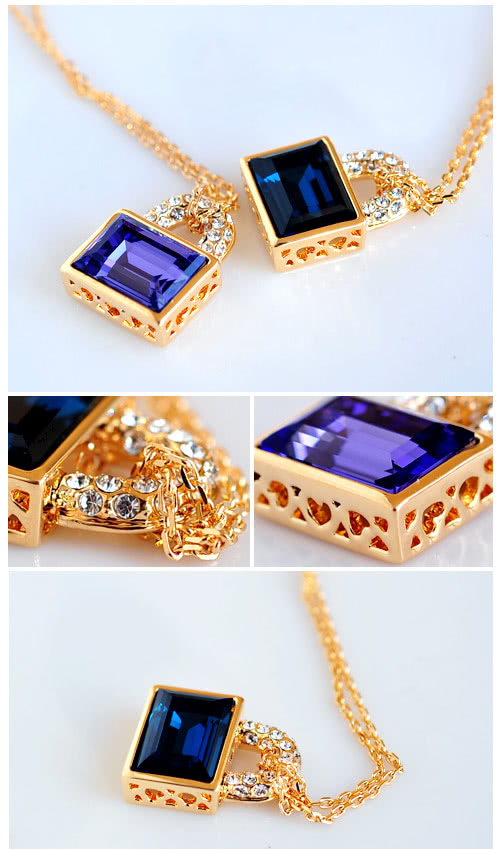 【A’bella浪漫晶飾】鎖愛-墨藍水晶項鍊