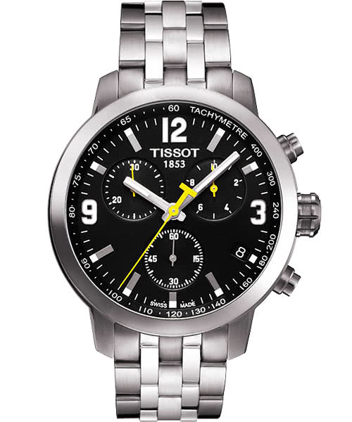 【TISSOT】PRC 200 競速三眼計時腕錶-黑/銀/42mm(T0554171105700)