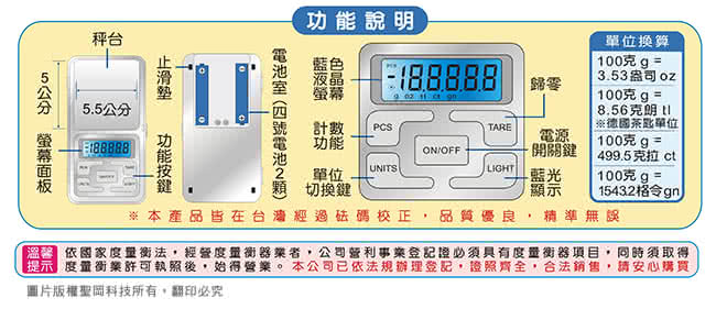 【Dr.AV】迷你藍光 電子秤(PT-100)