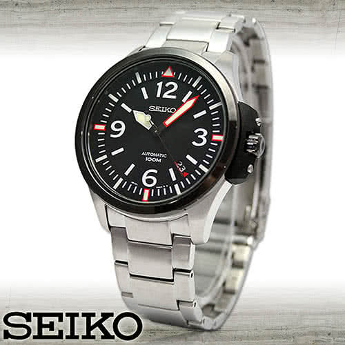 【SEIKO 精工】不鏽鋼錶帶霸氣型/機械男錶(SRP027K1)