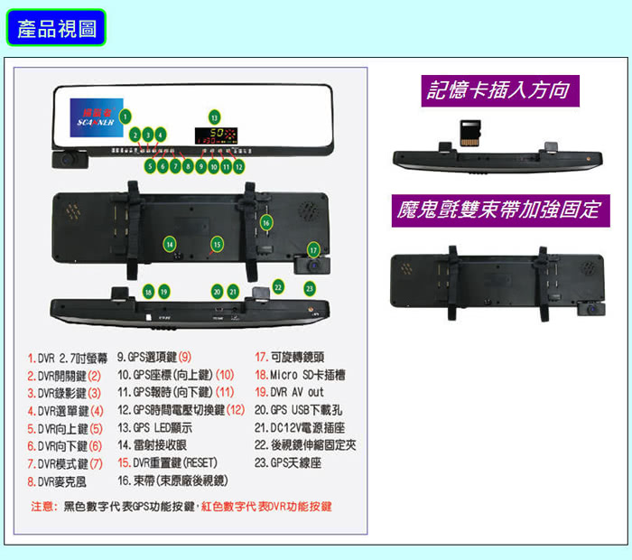 【掃瞄者】HDG-8889 GPS測速器+行車記錄器+白亮曲面後視鏡 WDR+1080P台灣製造(贈送16G+胎壓偵測器)