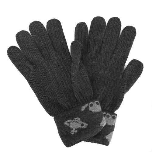 【Vivienne Westwood】經典骷髏頭星球圖案混羊毛手套(灰色)