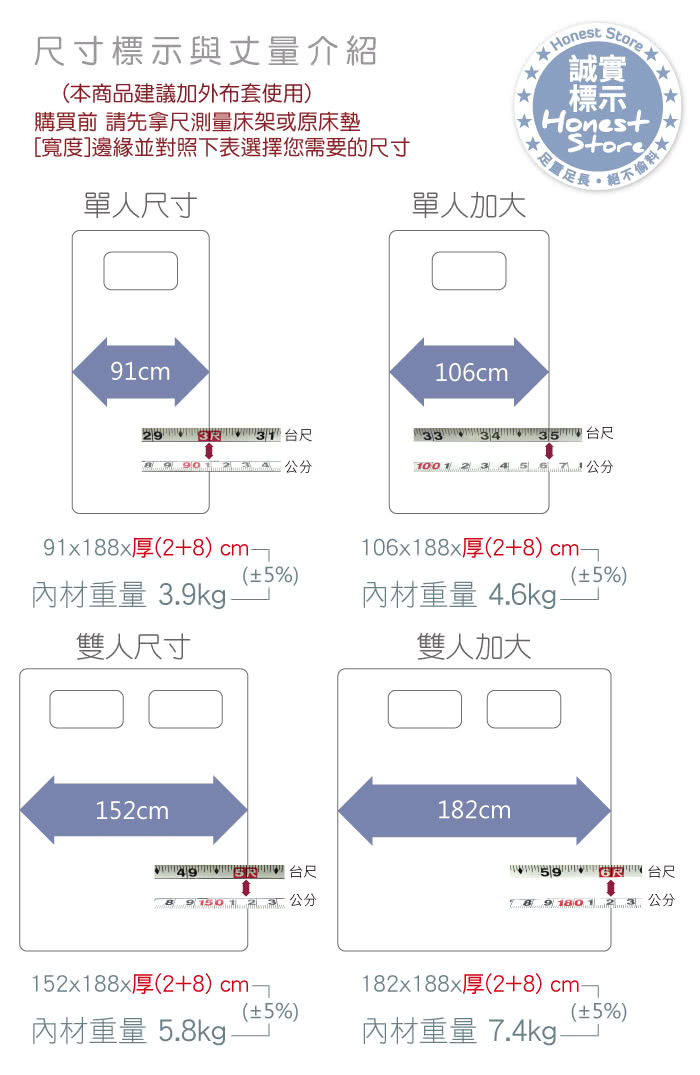 【House Door】日本防蹣抗菌10cm竹炭高彈力記憶床墊(單人加大)