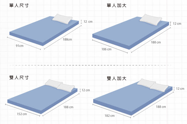 【House Door】日本防蹣抗菌頂級規格12cm厚實波浪記憶床墊(單人加大)