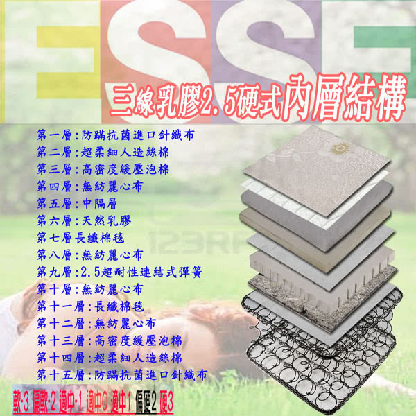 【ESSE御璽名床】三線乳膠硬式床墊(護背系列6x6.2尺 雙人加大)