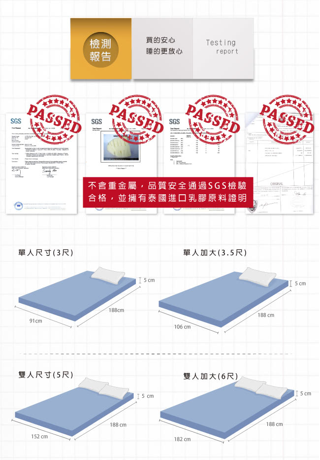 【House Door】TENCEL天絲纖維布套5cm厚乳膠床墊(單人加大3.5尺)