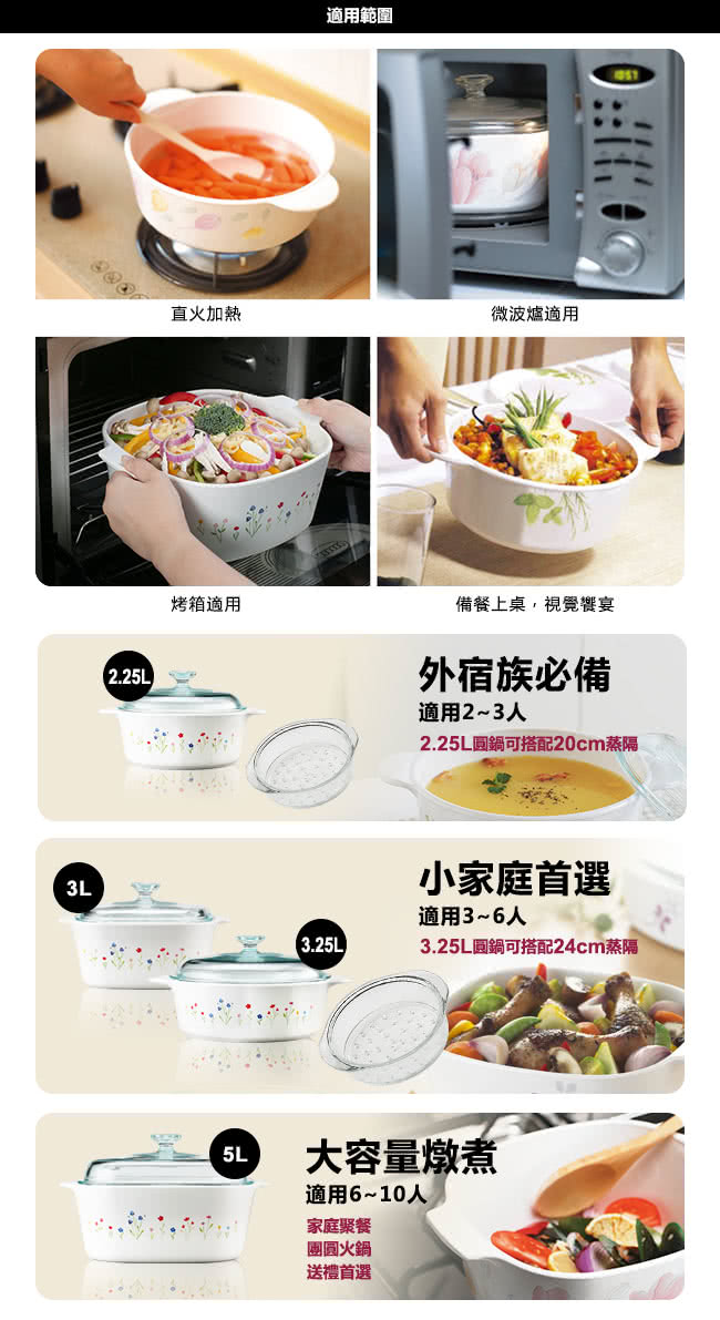 【美國康寧 Corningware】5L方型康寧鍋-春漾花朵