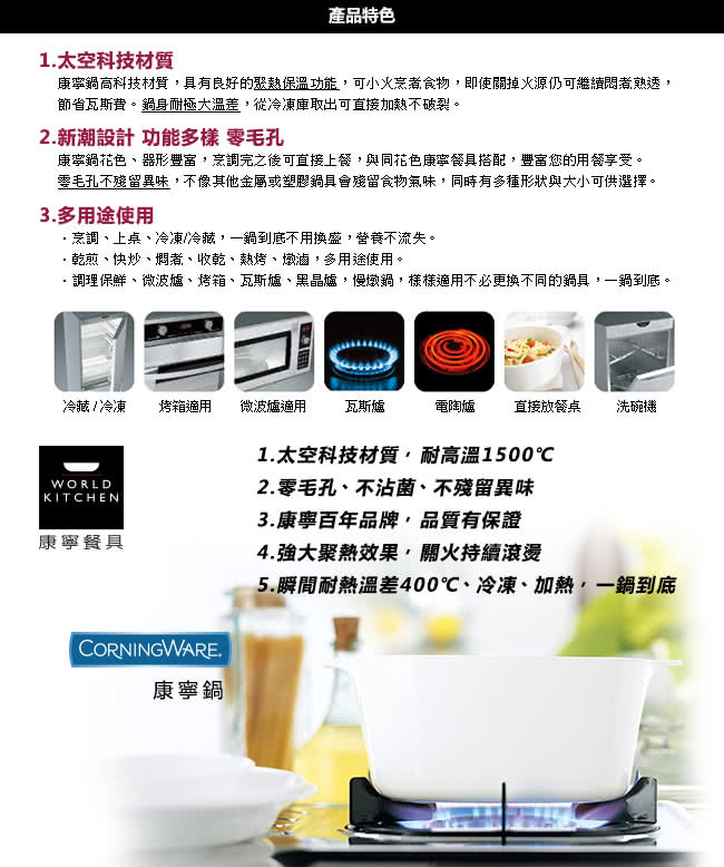 【美國康寧 Corningware】5L方型康寧鍋-春漾花朵