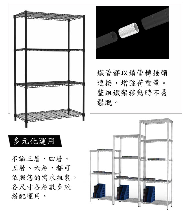 【百變金鋼】60*30*180六層烤漆鐵架(黑色)