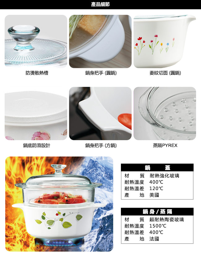 【美國康寧 Corningware】3L方形康寧鍋-丹麥童話