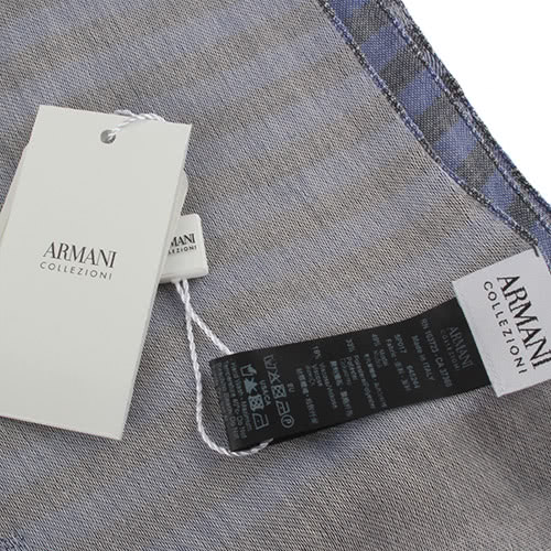 【ARMANI COLLEZIONI】簡約拼接條紋流蘇披肩圍巾(湛藍色)