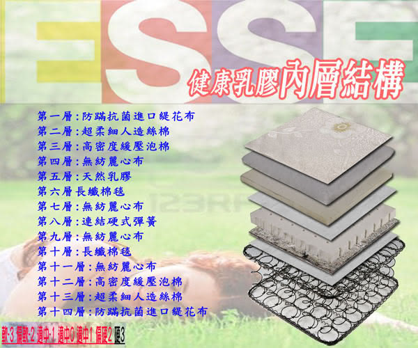 【ESSE 御璽名床】乳膠硬式床墊3.5x6.2尺-單人(健康護背系列)