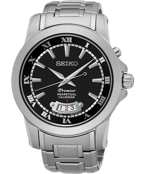 【SEIKO】Premier 羅馬萬年曆石英錶-黑/42mm(6A32-00X0B  SNQ147J1)