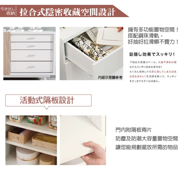【文創集】西摩斯  5尺木紋雙色餐櫃/收納櫃