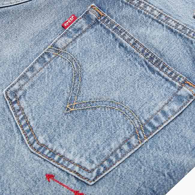 【Levis】501女款復古水洗刺繡排扣牛仔短褲