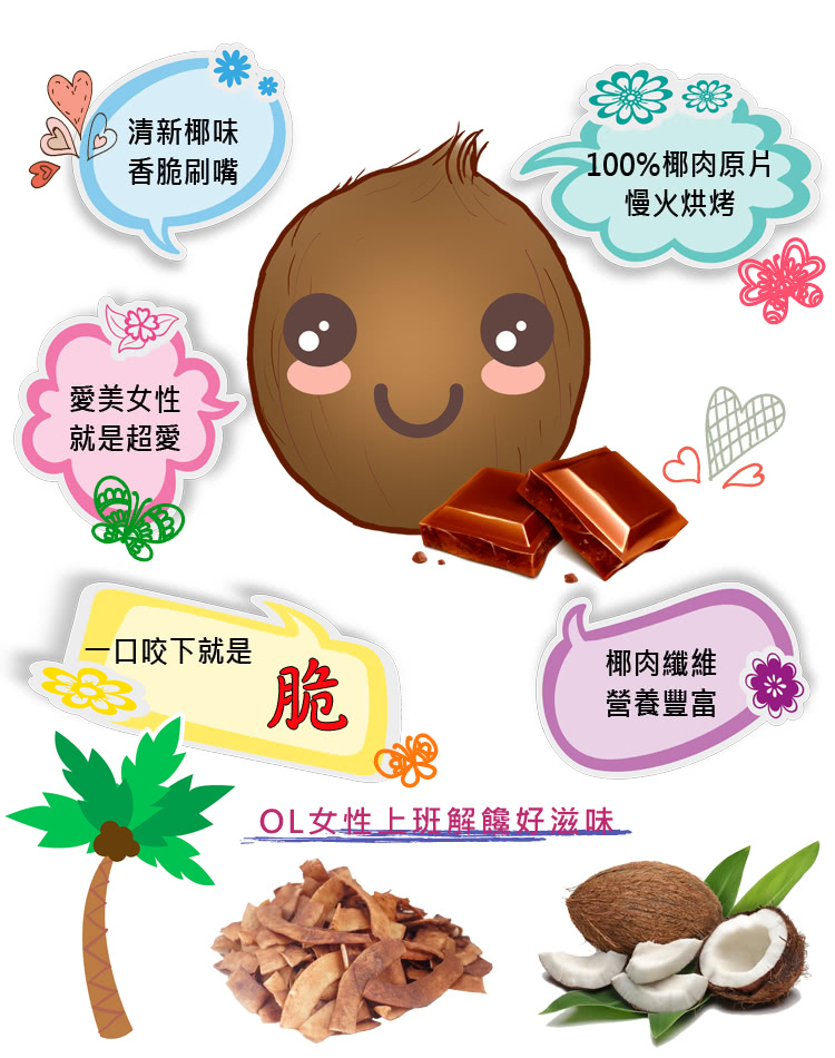 【Glendee】椰子脆片40g巧克力口味(泰國椰子脆片系列)