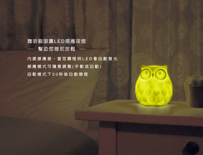 【Dreams】Owl 聰明貓頭鷹LED感應夜燈(藍)