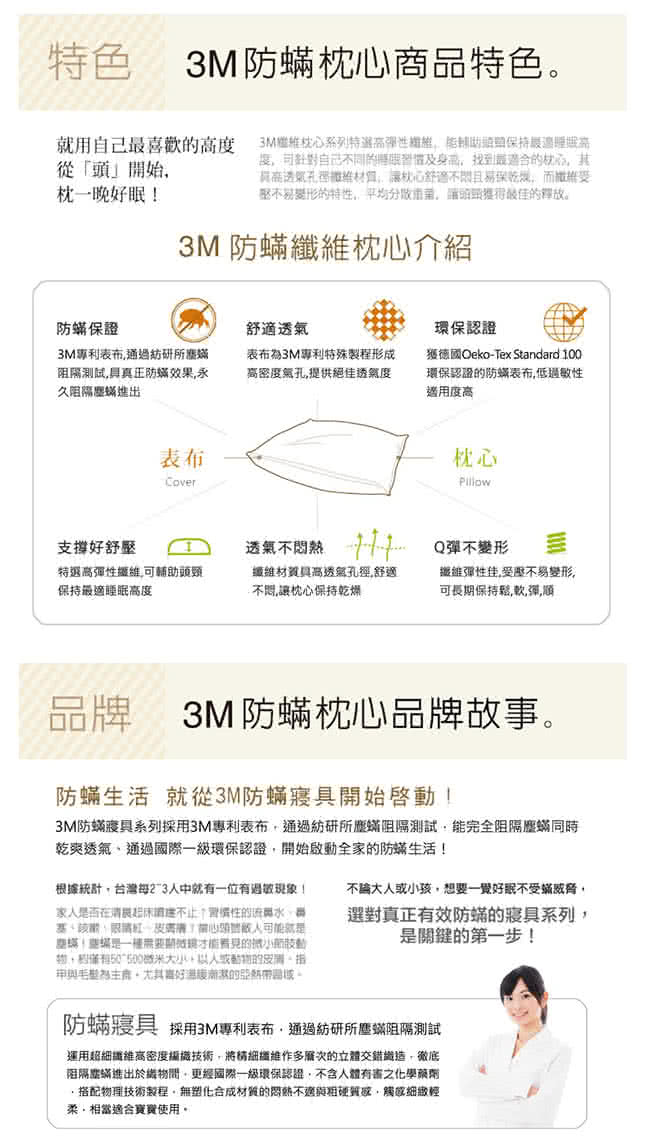 【3M】中密度加高型防蹣床墊 3.5X6.2單人+防蹣枕心1入(超值組合)