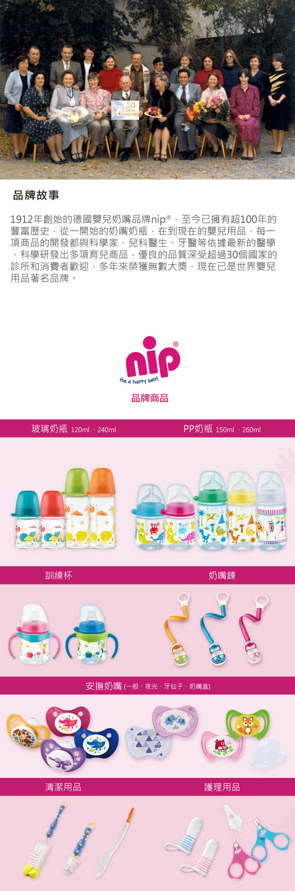 【德國 nip】寬口徑防脹氣-拇指型PP奶瓶-150ml(藍怪獸家族-中圓洞奶嘴)