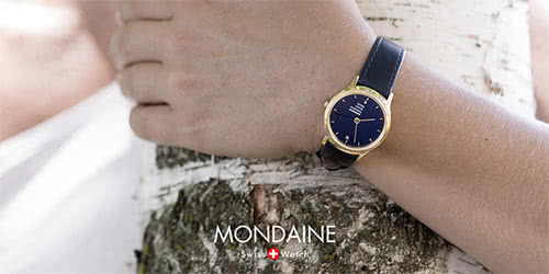 【MONDAINE瑞士國鐵】Helvetica海軍藍限量腕錶(霧金框/26mm)