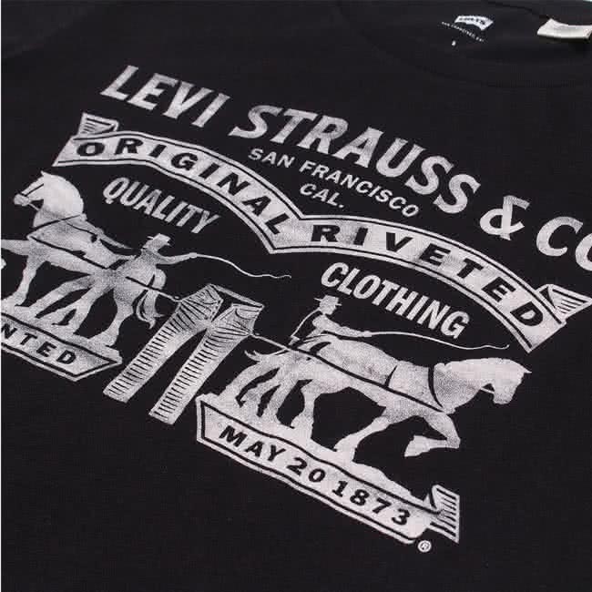 【Levis】女款經典LOGO短袖T恤 黑色 復古 純棉