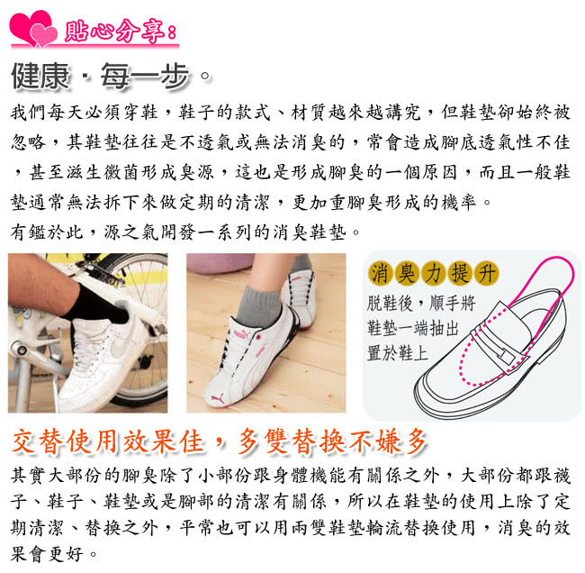 【源之氣】竹炭平面舒適消臭鞋墊(3雙組)