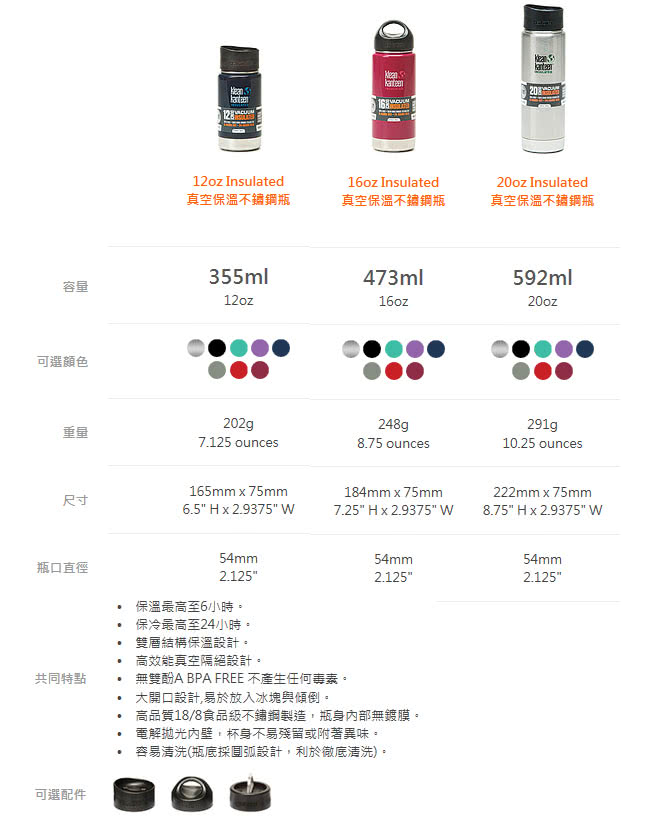 【美國Klean Kanteen】寬口保溫鋼瓶(591ml)