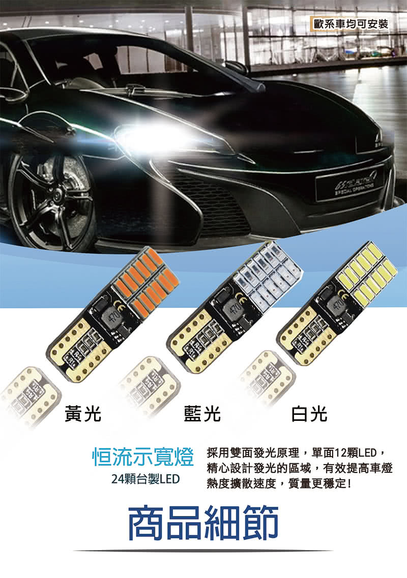 【車的LED】4014高亮版 24SMD T10 款(兩入組)