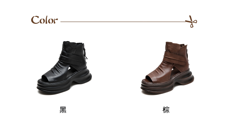 Vecchio 真皮涼鞋 厚底涼鞋/真皮頭層牛皮復古露趾厚底 Vecchio 真皮涼鞋 厚底涼鞋/真皮頭層牛皮復古露趾厚底