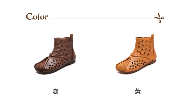 Vecchio 真皮短靴 低跟短靴/全真皮頭層牛皮寬楦方頭幾 Vecchio 真皮短靴 低跟短靴/全真皮頭層牛皮寬楦方頭幾