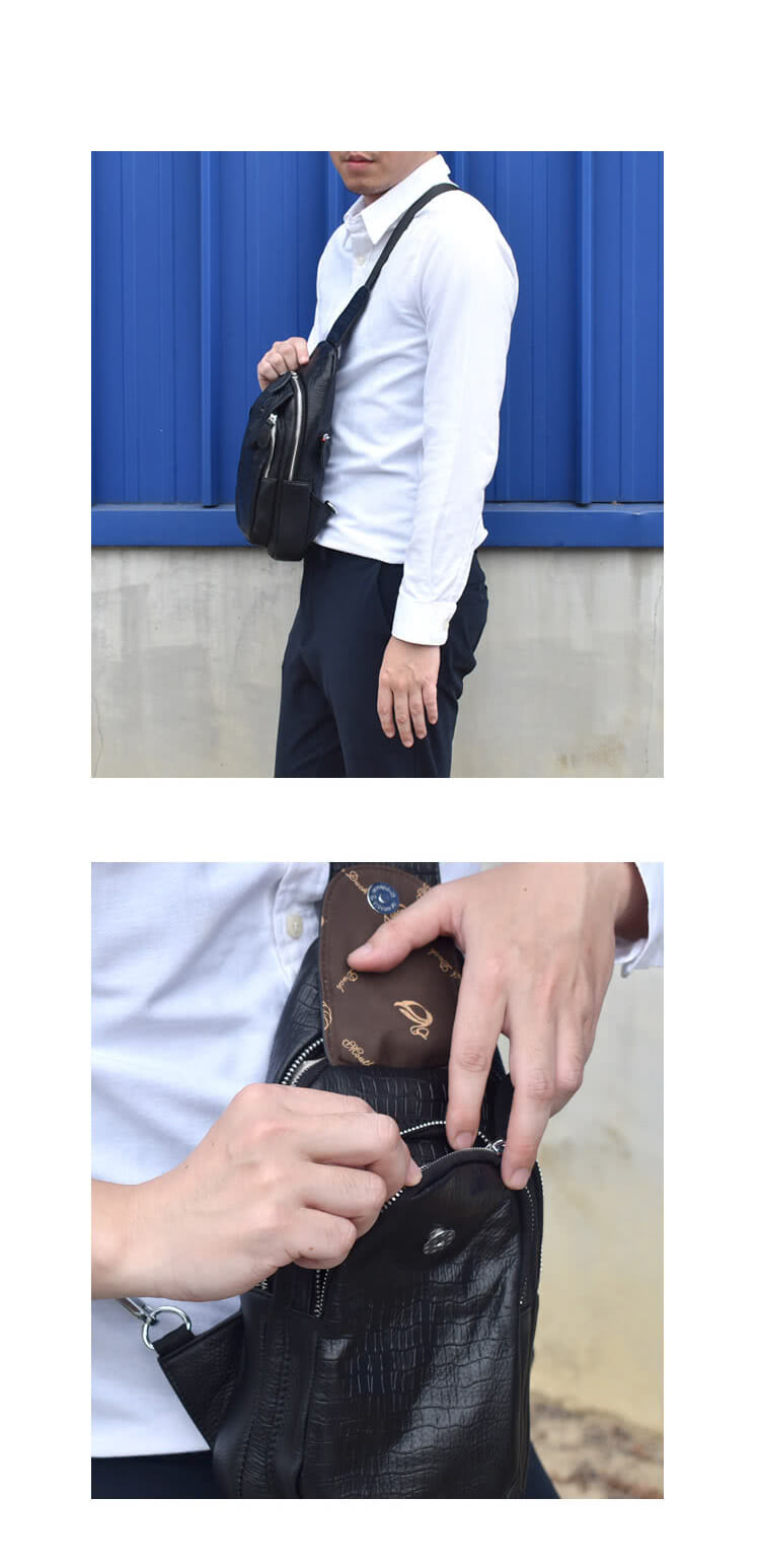 men life 單肩包 真皮壓紋掀蓋鱷魚頭設計(側背包)優 men life 單肩包 真皮壓紋掀蓋鱷魚頭設計(側背包)優