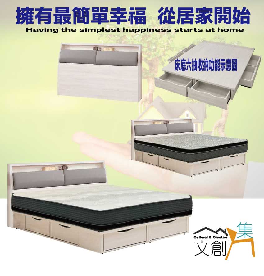 文創集 比薩三件式5尺貓抓皮革六抽雙人床台組合(床頭+六抽底 文創集 比薩三件式5尺貓抓皮革六抽雙人床台組合(床頭+六抽底