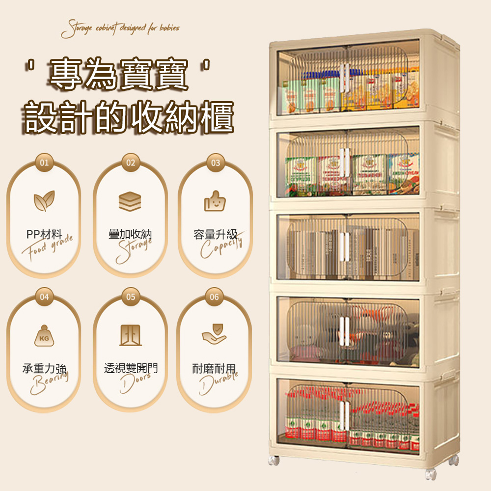 KCS 嚴選 70面寬-550L摺疊雙開門五層組合收納櫃(折 KCS 嚴選 70面寬-550L摺疊雙開門五層組合收納櫃(折