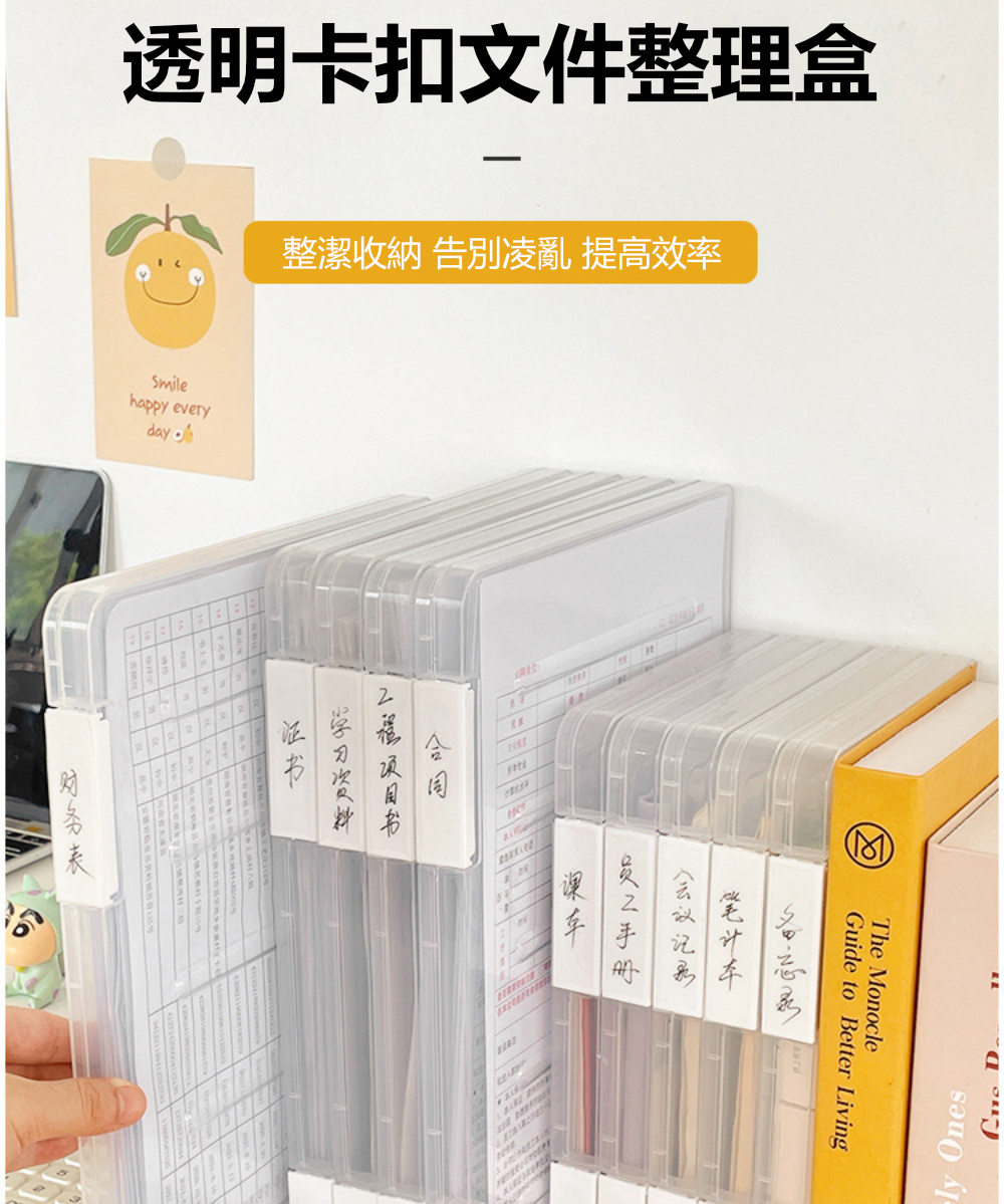 茉家 透明卡扣式文件收納盒(大號3入)優惠推薦 茉家 透明卡扣式文件收納盒(大號3入)優惠推薦
