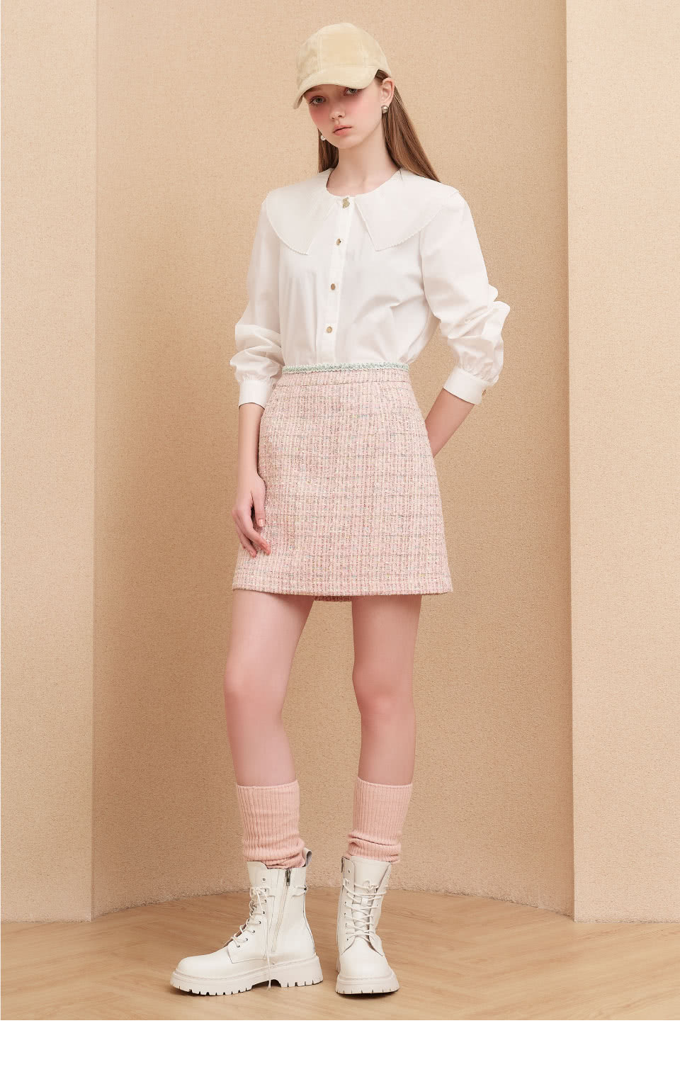 OUWEY 歐薇 千金風粉嫩夢幻A字短褲裙(粉;S-L;32 OUWEY 歐薇 千金風粉嫩夢幻A字短褲裙(粉;S-L;32