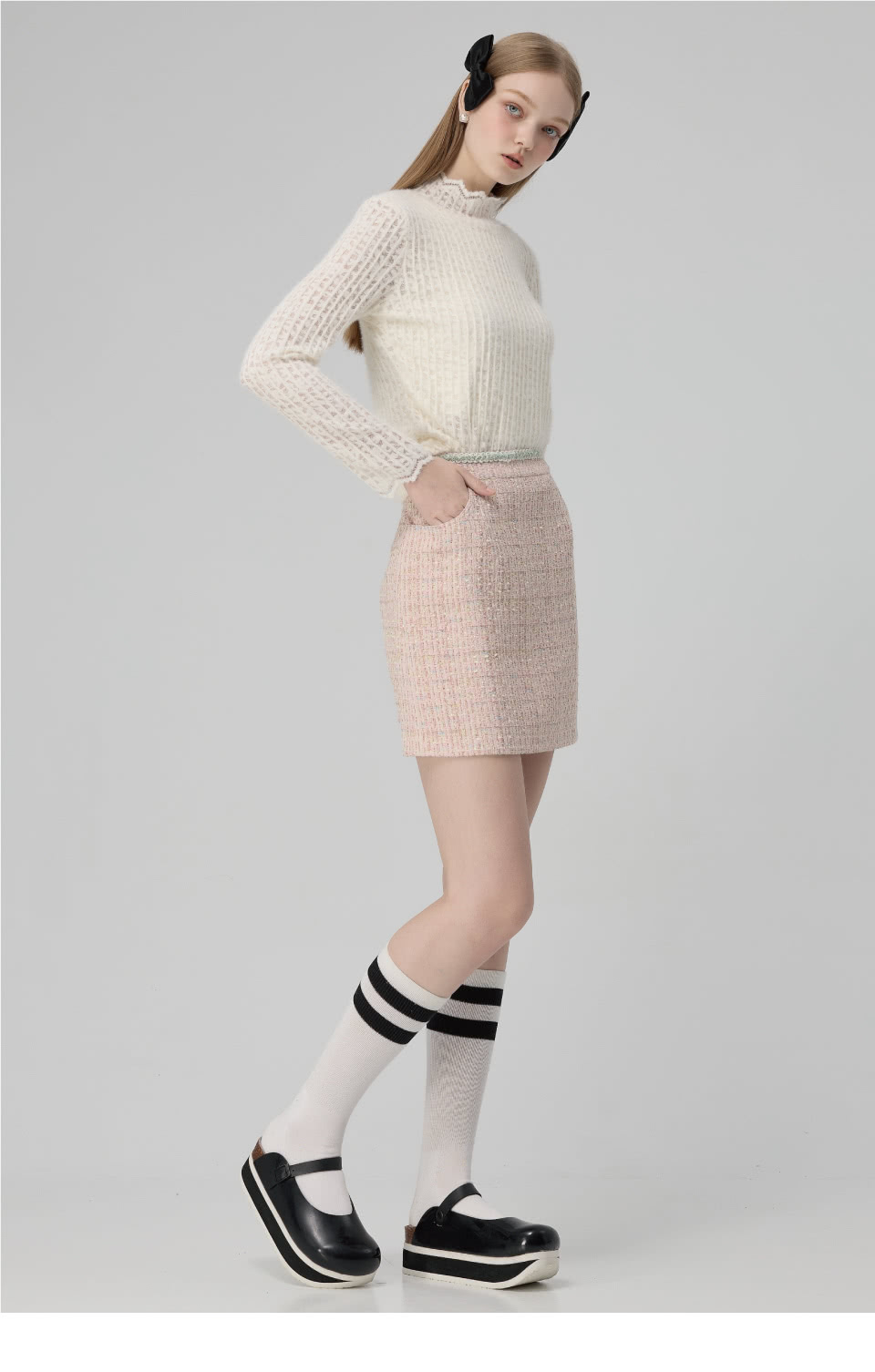 OUWEY 歐薇 千金風粉嫩夢幻A字短褲裙(粉;S-L;32 OUWEY 歐薇 千金風粉嫩夢幻A字短褲裙(粉;S-L;32