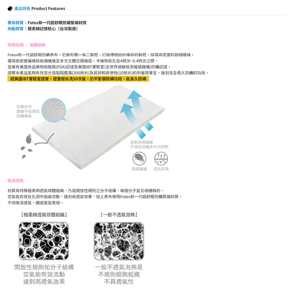 Fotex 芙特斯 Fotex防蟎舒壓雙人記憶床墊(極柔綿恆 Fotex 芙特斯 Fotex防蟎舒壓雙人記憶床墊(極柔綿恆