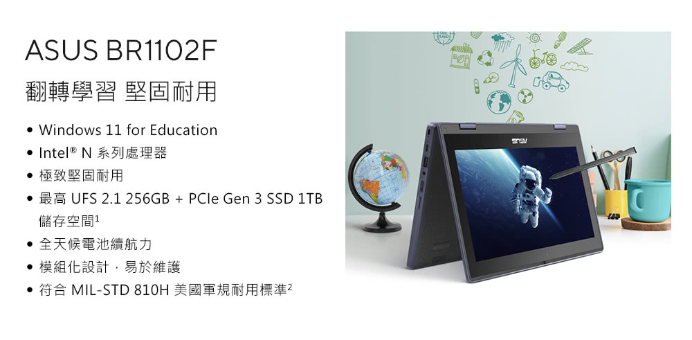 ASUS 華碩 福利品11.6吋N200觸控翻轉商用筆電(B ASUS 華碩 福利品11.6吋N200觸控翻轉商用筆電(B
