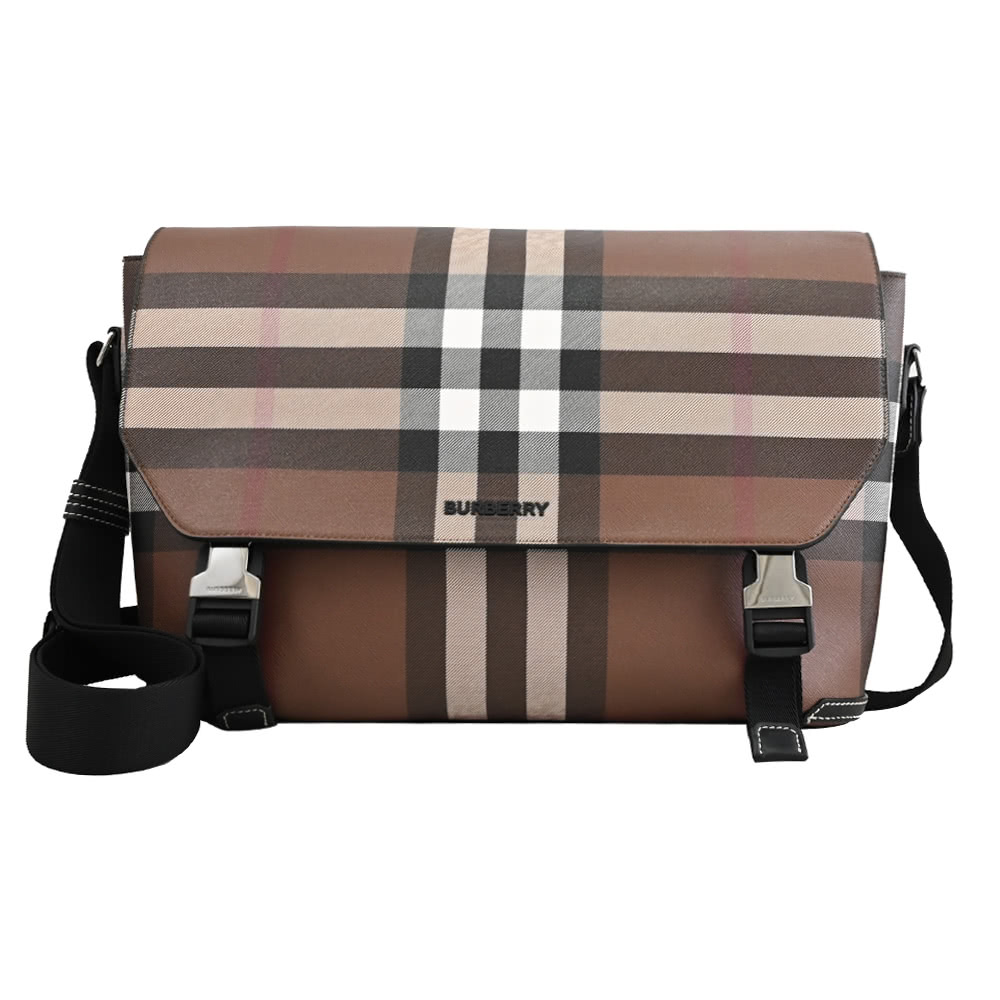 BURBERRY 巴寶莉 經典格紋大容量翻蓋斜背郵差包/公事 BURBERRY 巴寶莉 經典格紋大容量翻蓋斜背郵差包/公事