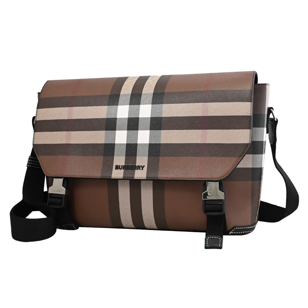 BURBERRY 巴寶莉 經典格紋大容量翻蓋斜背郵差包/公事 BURBERRY 巴寶莉 經典格紋大容量翻蓋斜背郵差包/公事