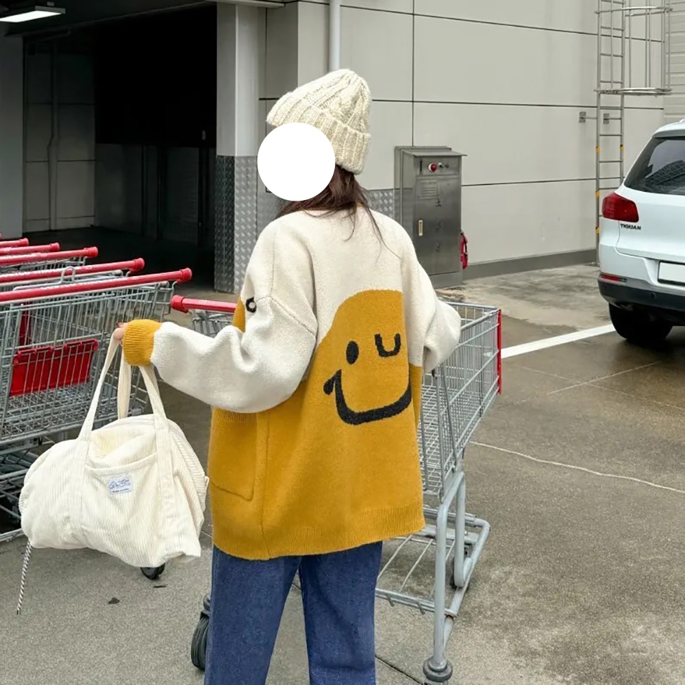 M SELECT 韓 女款 微笑寬鬆針織外套評價推薦 M SELECT 韓 女款 微笑寬鬆針織外套評價推薦