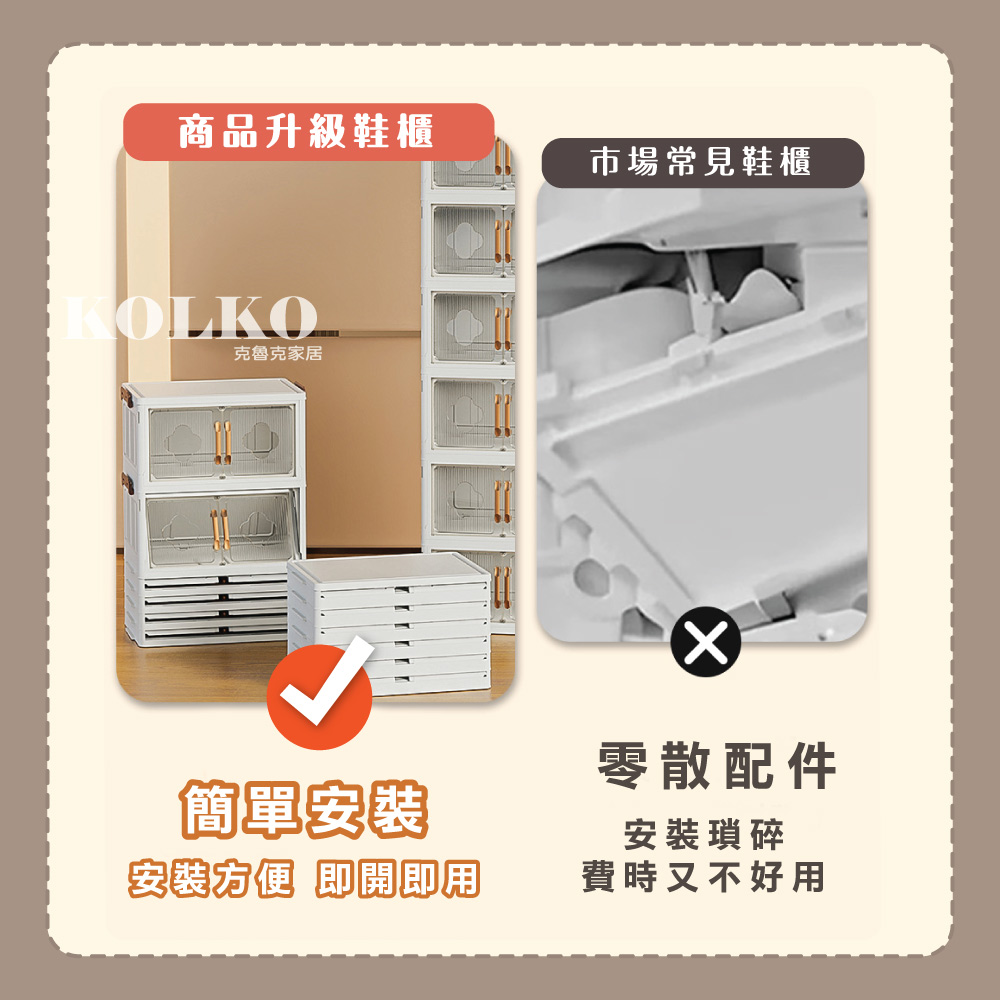 Clook 鹿客家居 附輪摺疊收納箱-六層(收納櫃 衣物收納 Clook 鹿客家居 附輪摺疊收納箱-六層(收納櫃 衣物收納