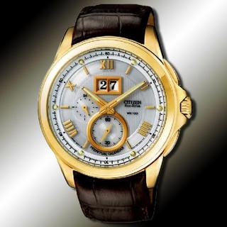 CITIZEN 光動能系列 萬年曆紳士腕錶(金)_BT0006-01A