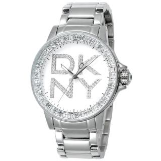 DKNY 閃亮誘惑晶鑽時尚腕錶(銀)